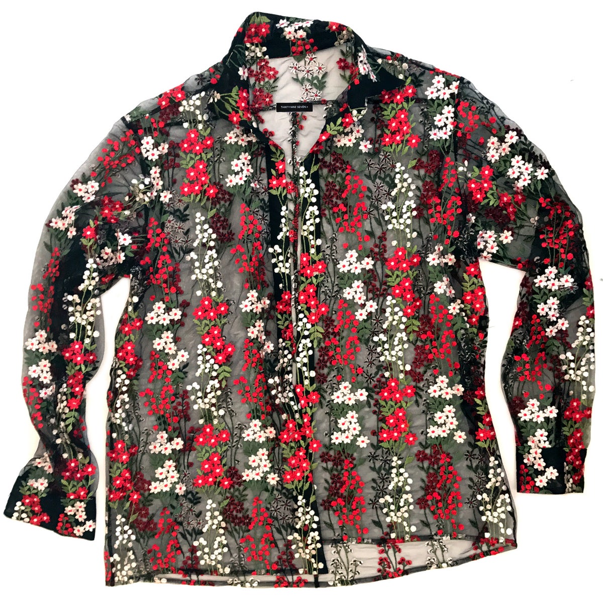JUSTINE BUTTON-DOWN FLOWY TOP "THE GARDEN"